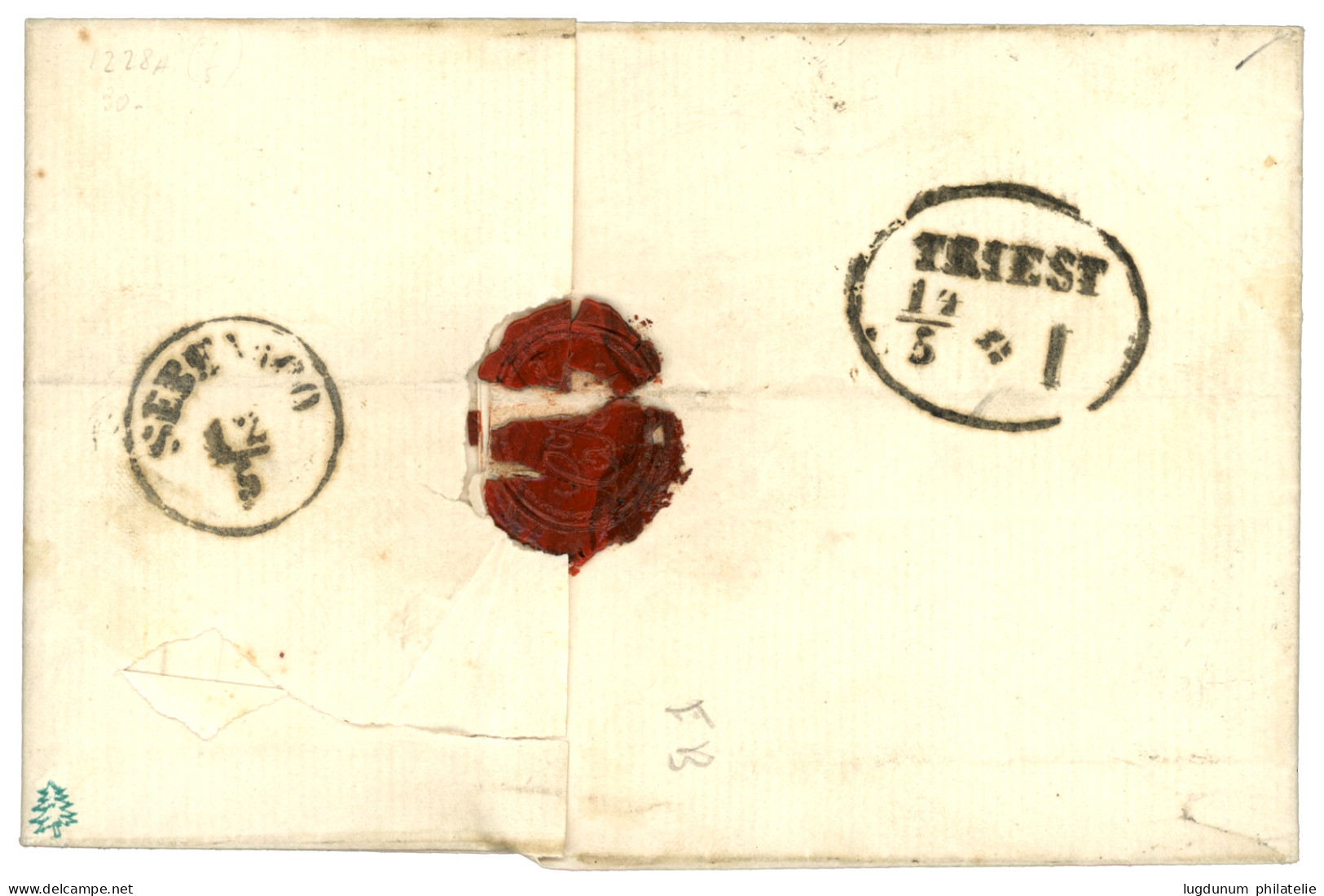 AUSTRIA : 1867 Pair 5k Canc. SPALATO COL VAPORE On Entire Letter To TRIESTE. Superb. - Andere & Zonder Classificatie