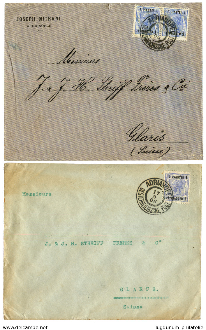 ADRIANOPEL : 1905/06 2 Covers From ADRIANOPEL Wit 1p Or 1p(x2) To SWITZERLAND. Superb. - Eastern Austria