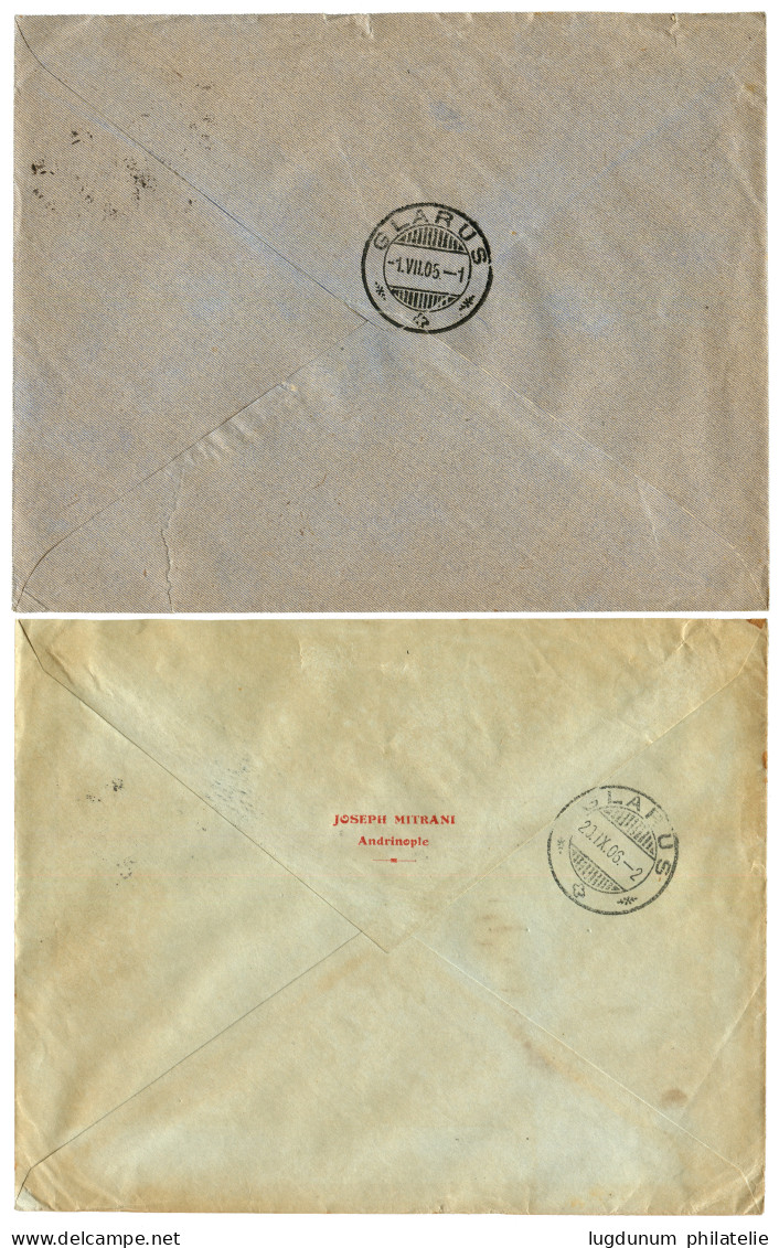 ADRIANOPEL : 1905/06 2 Covers From ADRIANOPEL Wit 1p Or 1p(x2) To SWITZERLAND. Superb. - Oostenrijkse Levant