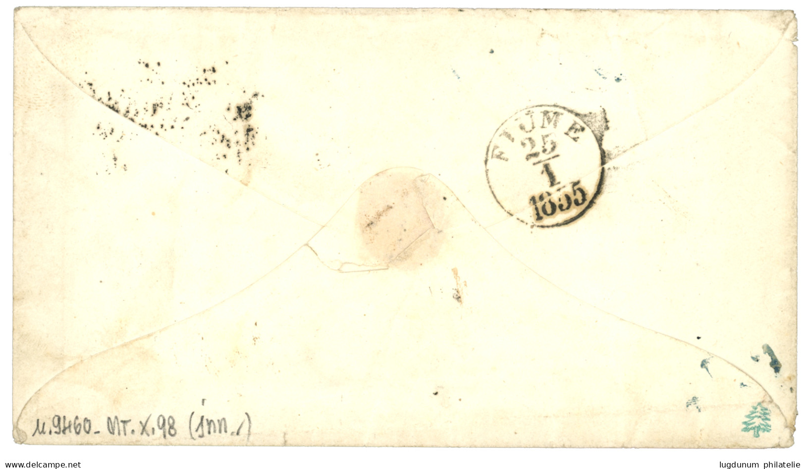 ALEXANDRIA : 1855 COL. VAPORE D' ALESSANDRIA + Blue Tax Marking On Envelope To FIUME. Vvf. - Levante-Marken