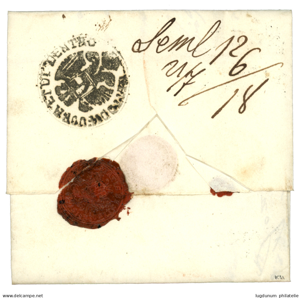 BELGRAD : 1844 18 JUL/ BELGRAD/ RECOM. + FRANCO On Entire Letter To PEST. Verso, Disinfected Wax Seal + Cachet. Superb. - Oriente Austriaco