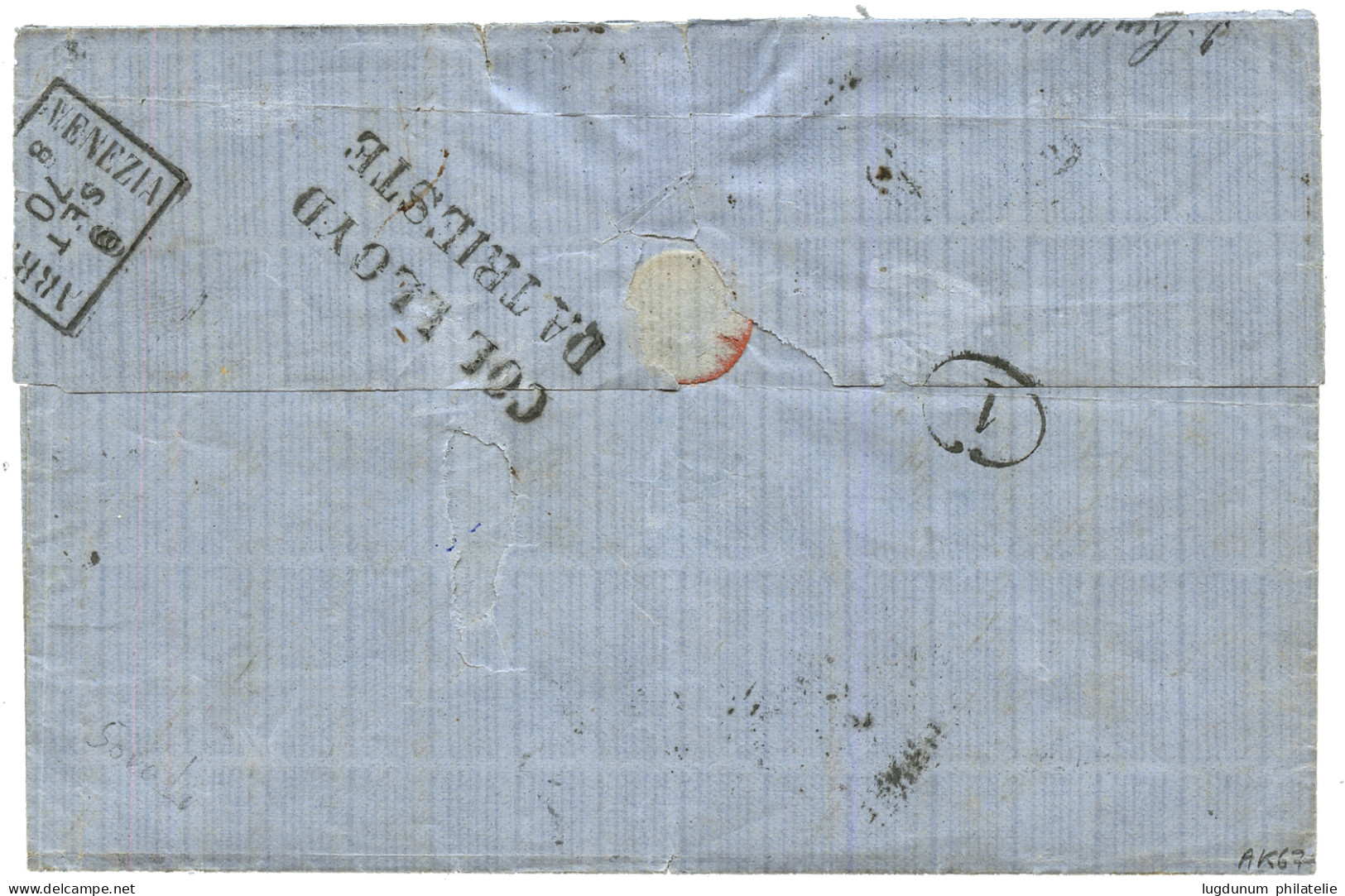 CONSTANTINOPLE : 1870 10 Soldi (x2) Canc. CONSTANTINOPEL "INSUFF." + "7" Tax Marking On Cover To VENEZIA Taxed On Arriva - Oriente Austriaco