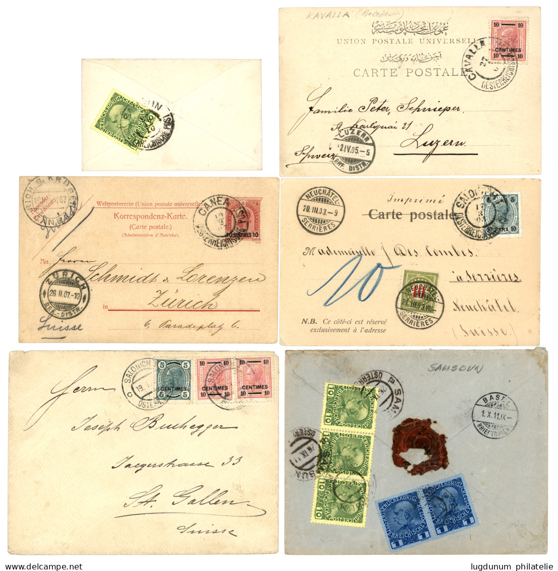 AUSTRIAN LEVANT : 1900/11 Lot Of 10 Covers (TRIPOLI, SAMSOUN, CANEA, CAVALLA, SALONIQUE. Vf. - Levante-Marken