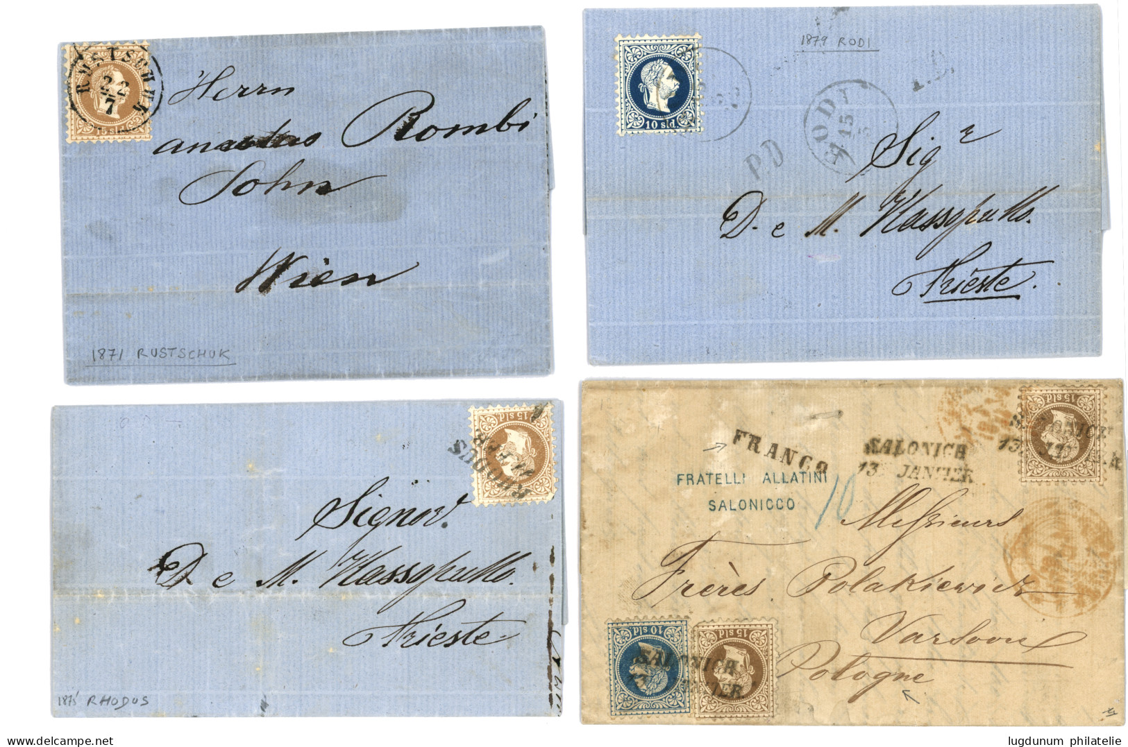 AUSTRIAN LEVANT - Superb Lot Of 12 Covers (RHODUS, RODI, JAFFA, LLOYD VARNA, RUSTSCHUK, JANINA, RETTIMO ...). Vvf. - Eastern Austria