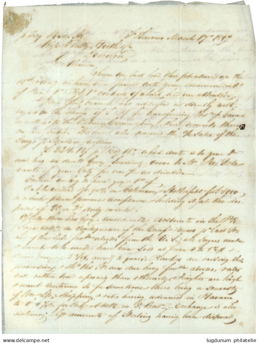 BELGIUM - DANISH WEST INDIES Via OSTENDE : 1847 OSTENDE + Tax Marking On Entire Letter Datelined "ST THOMAS 17 March 184 - Autres & Non Classés
