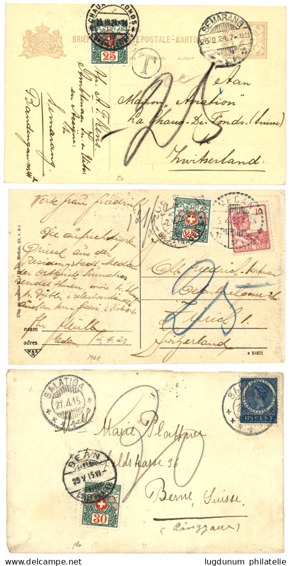 NETHERLAND COLONIES : 1915/32 Nice Lot Of 7 Covers To SWITZERLAND Taxed With SWISS POSTAGE DUES. Vf. - Indes Néerlandaises