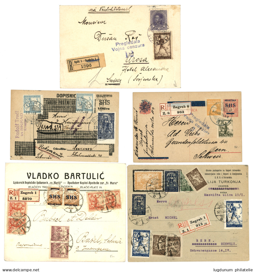 AUSTRIA - CROATIA : Lot Of 5 Covers (4 REGISTERED)  To SWITZERLAND. Vvf. - Andere & Zonder Classificatie