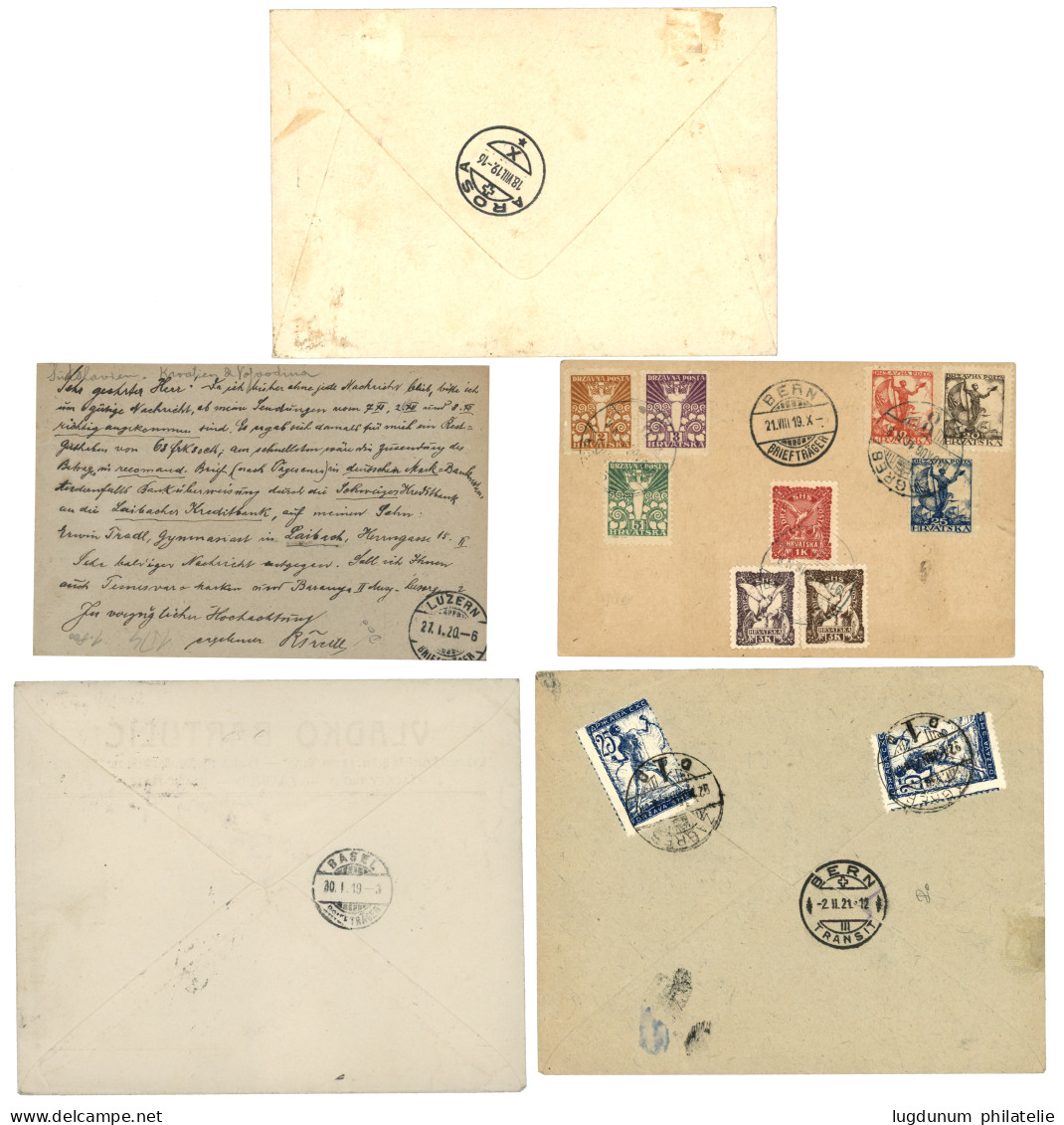 AUSTRIA - CROATIA : Lot Of 5 Covers (4 REGISTERED)  To SWITZERLAND. Vvf. - Other & Unclassified