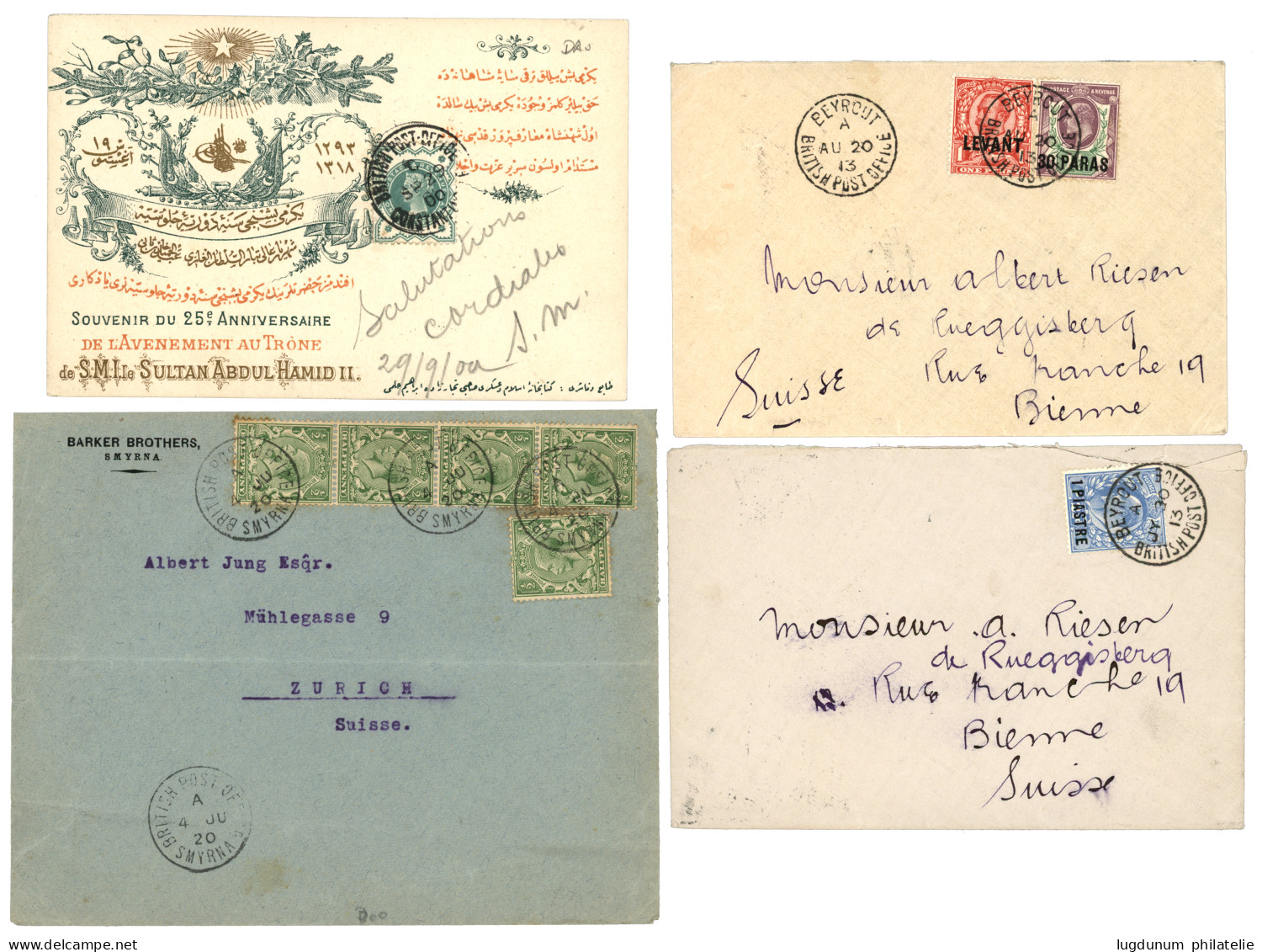 BRITISH LEVANT : Lot Of 10 Covers From CONSTANTINOPLE, SMYRNA, SALONICA, BEYROUT. Vvf. - Sonstige & Ohne Zuordnung