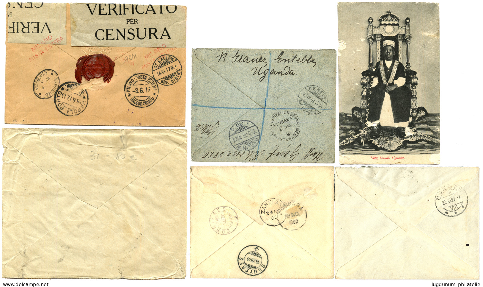 UGANDA KENYA : 1900/27 Lot 6 Covers ( 3 REGISTERED) To SWITZERLAND. Vf. - Kenya & Oeganda