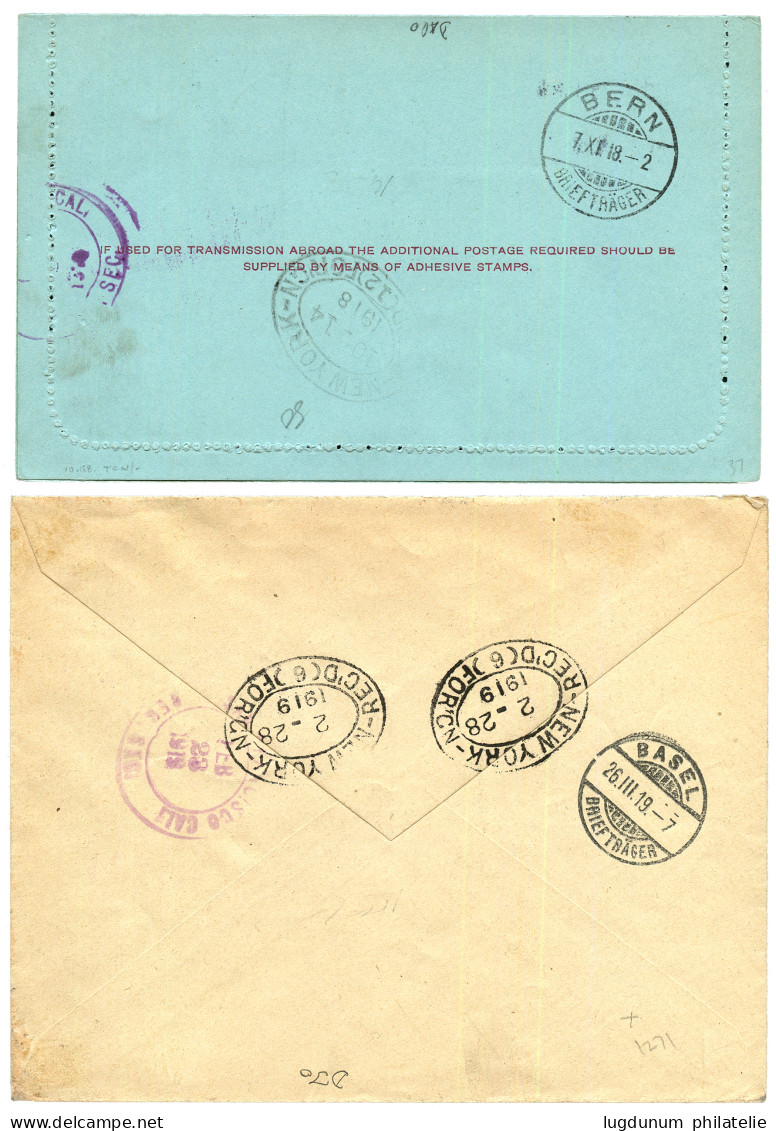 SAMOA : 1918 2 REGISTERED Envelope From APIA SAMOA To SWITZERLAND. Vvf. - Samoa (Staat)