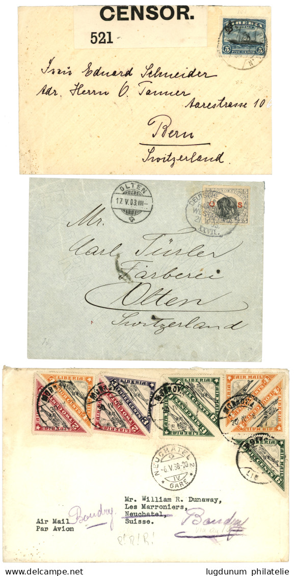 LIBERIA : Lot Of 3 Covers (MARITIME, CENSOR ...). Vf. - Otros & Sin Clasificación