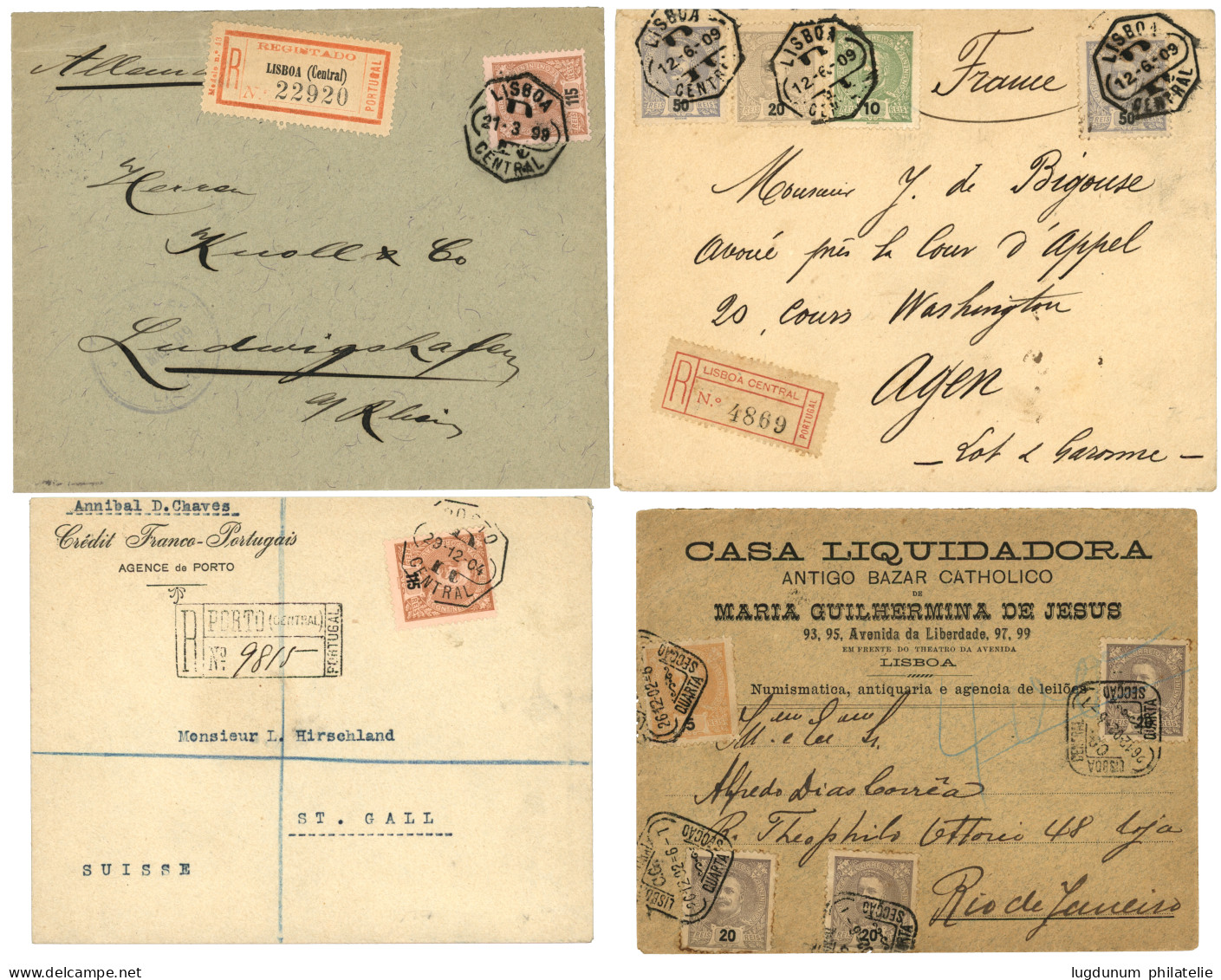 PORTUGAL : 1898/1912 Lot Of 21 Covers (+ 1 Front) To FOREIGN DESTINATIONS. Se Website. Vf. - Andere & Zonder Classificatie