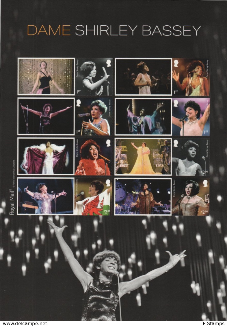 GB 2023 Music Giants - Shirley Bassey Smilers/Collector Sheet : GS-158/LS-156 - Smilers Sheets