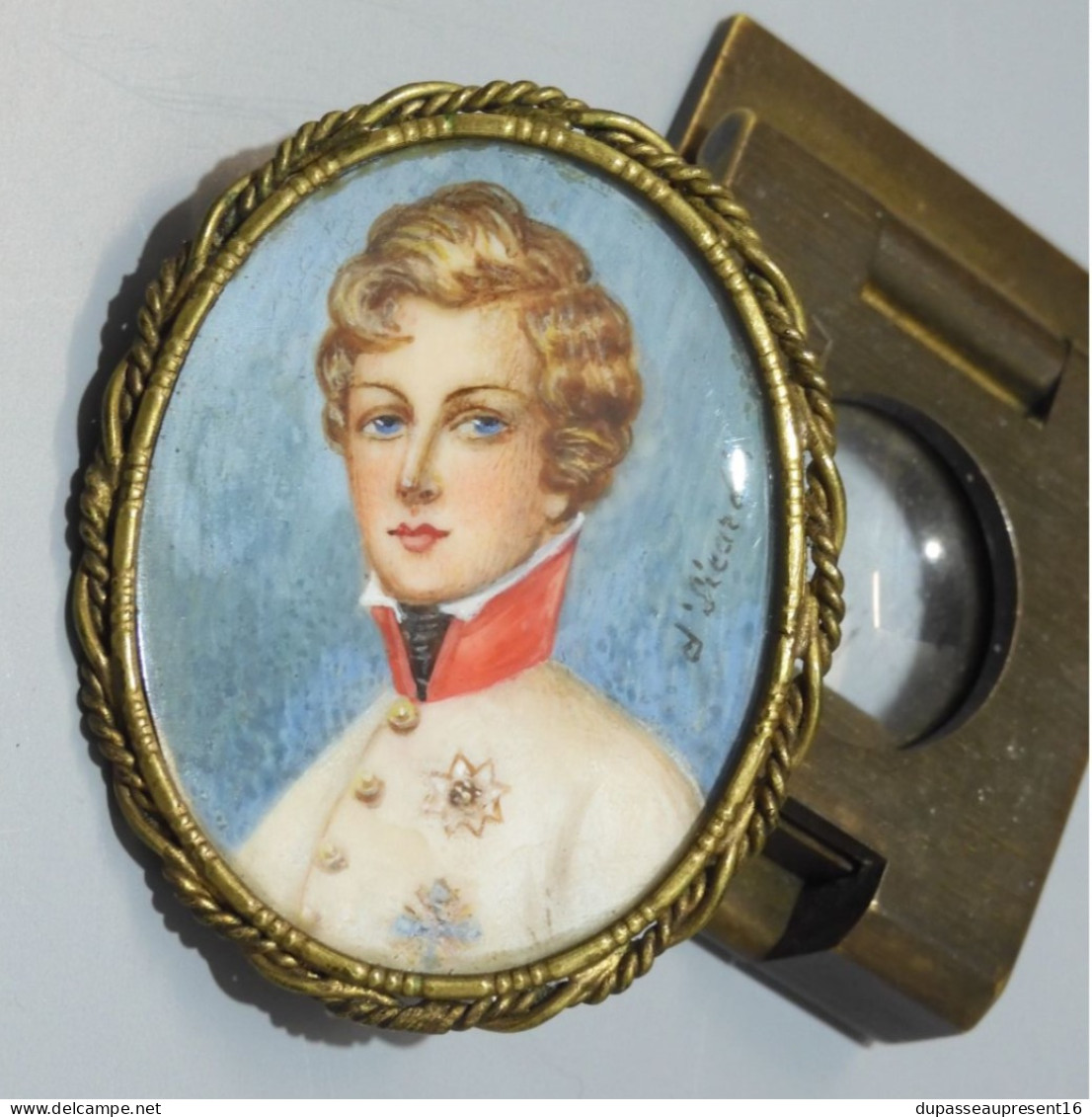 -BROCHE PENDENTIF PORTRAIT Miniature ROI De ROME DUC De REICHSTADT D' SICARDI    E - Brooches