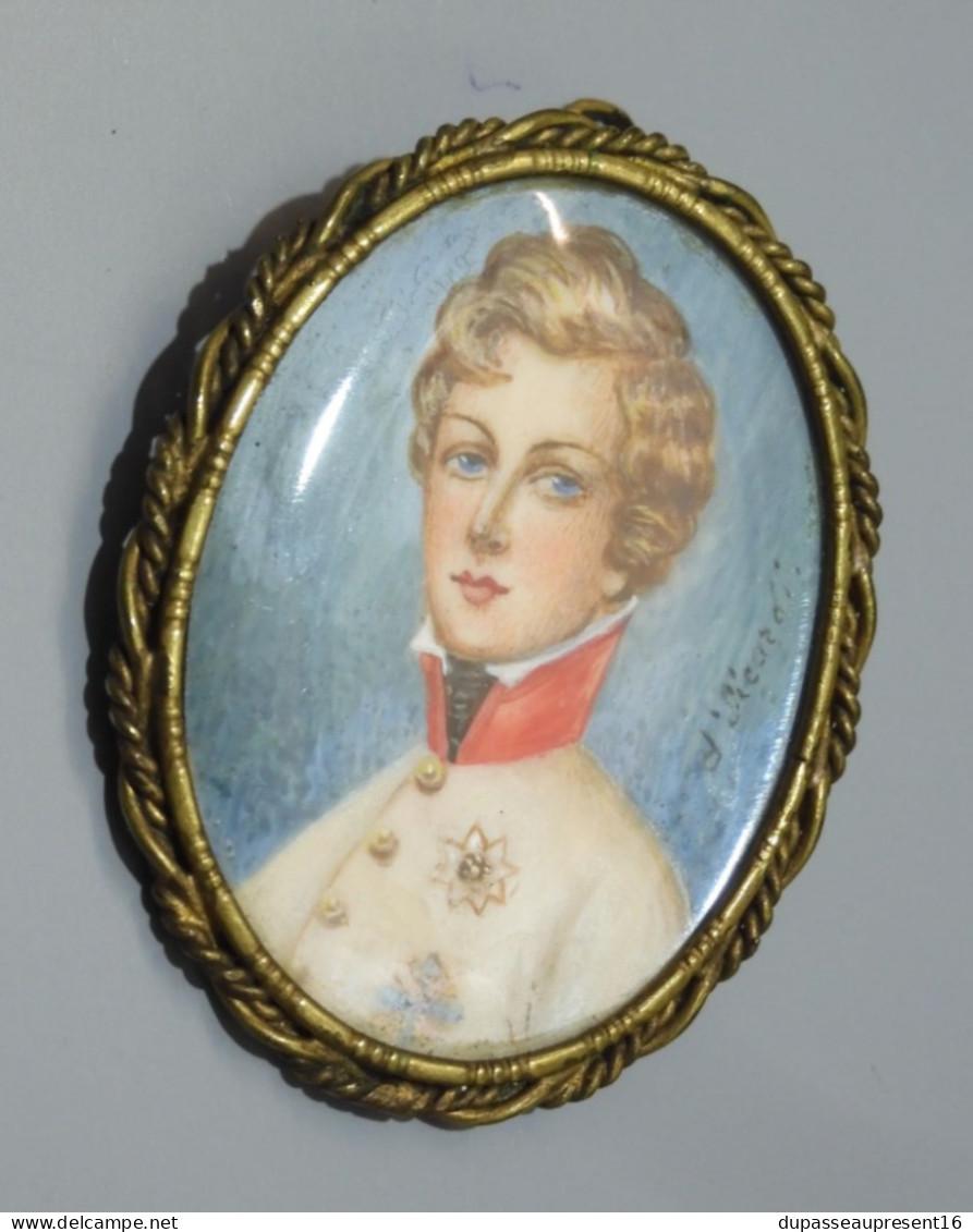 -BROCHE PENDENTIF PORTRAIT miniature ROI de ROME DUC de REICHSTADT d' SICARDI    E