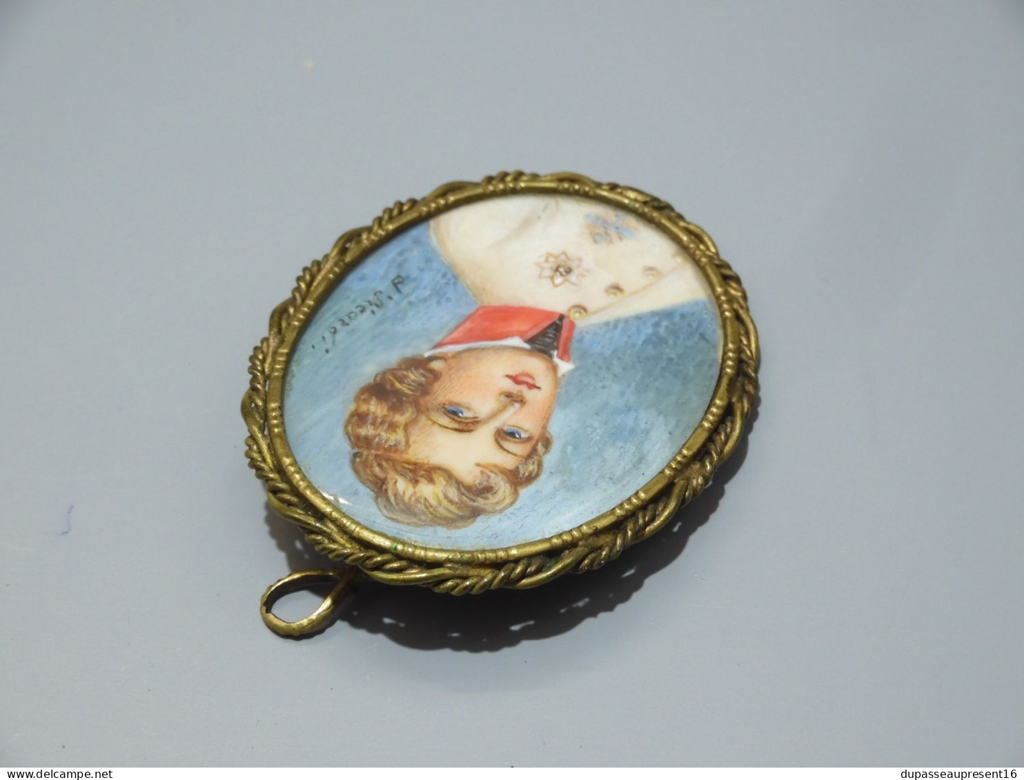 -BROCHE PENDENTIF PORTRAIT miniature ROI de ROME DUC de REICHSTADT d' SICARDI    E