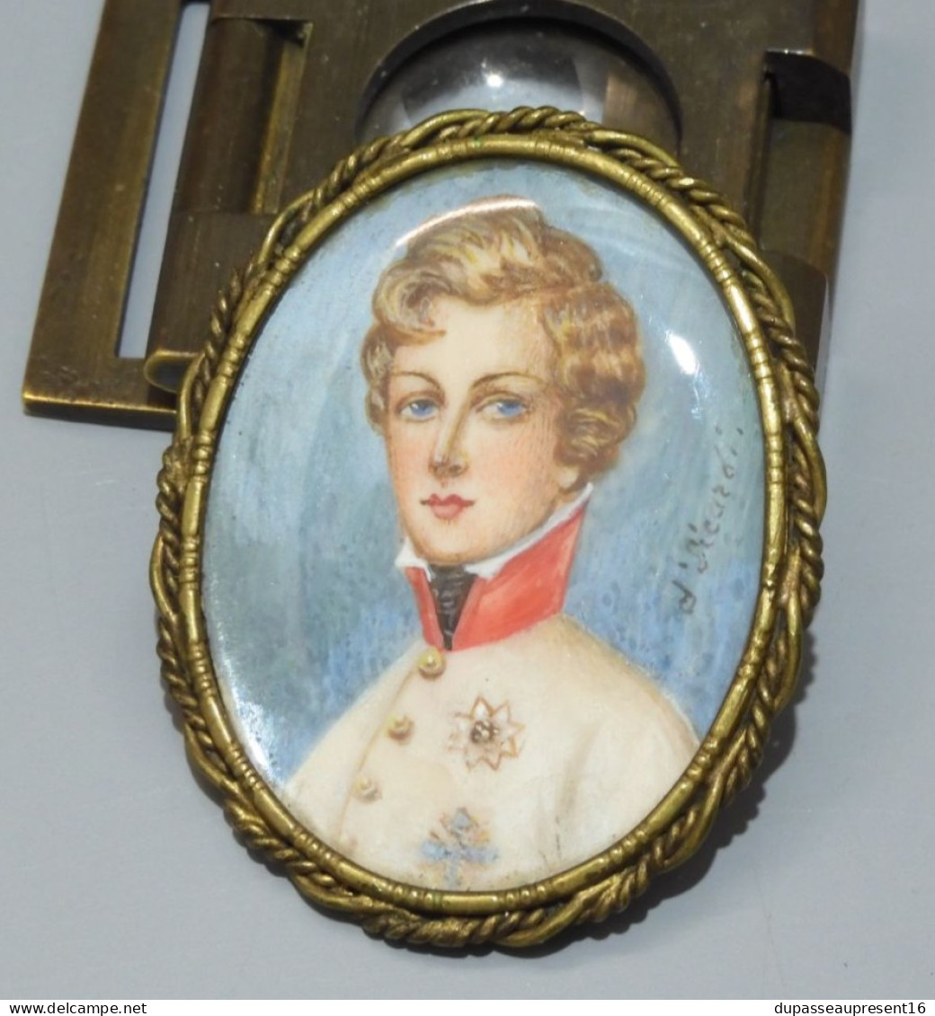 -BROCHE PENDENTIF PORTRAIT miniature ROI de ROME DUC de REICHSTADT d' SICARDI    E