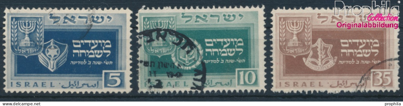 Israel 19-21 (kompl.Ausg.) Gestempelt 1949 Jüdische Festtage (10252025 - Gebruikt (zonder Tabs)