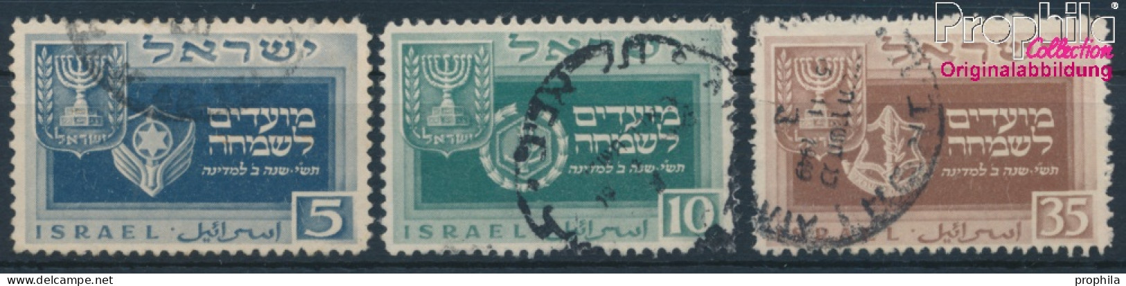 Israel 19-21 (kompl.Ausg.) Gestempelt 1949 Jüdische Festtage (10252026 - Oblitérés (sans Tabs)