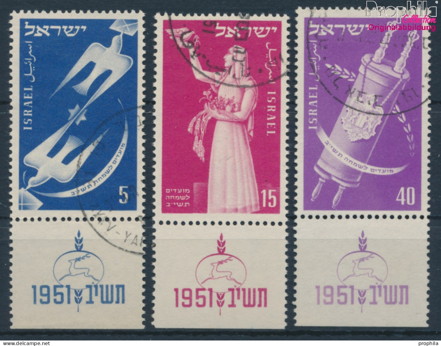 Israel 63-65 Mit Tab (kompl.Ausg.) Gestempelt 1951 Jüdische Festtage (10251990 - Gebraucht (mit Tabs)