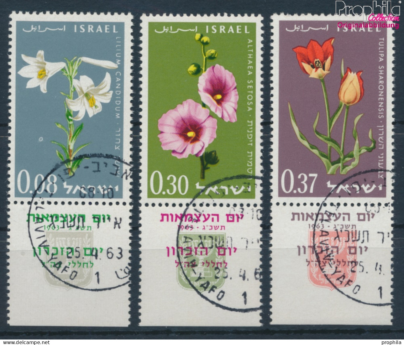 Israel 283-285 Mit Tab (kompl.Ausg.) Gestempelt 1963 Blumen (10251884 - Gebraucht (mit Tabs)