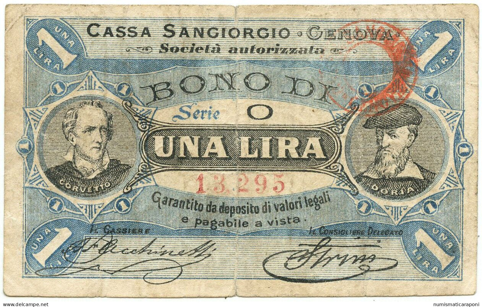 GENOVA  BIGLIETTO FIDUCIARIO 1 LIRA BONO DI CASSA SANGIORGIO  QBB Lotto.4810 - Other & Unclassified