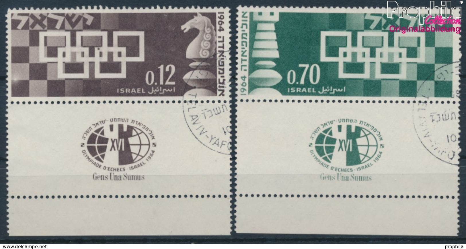 Israel 312-313 Mit Tab (kompl.Ausg.) Gestempelt 1964 Schach-Olympiade (10251866 - Usados (con Tab)