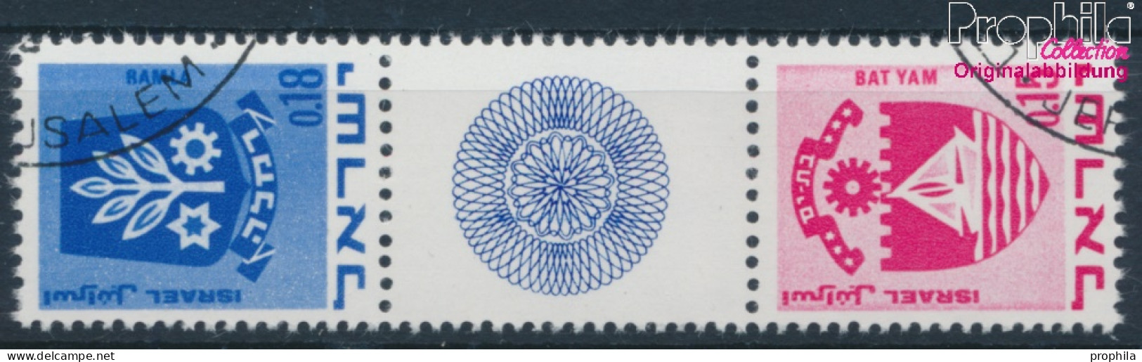 Israel 486/444 ZS Zwischenstegpaar Gestempelt 1971 Wappen (10252334 - Usados (sin Tab)