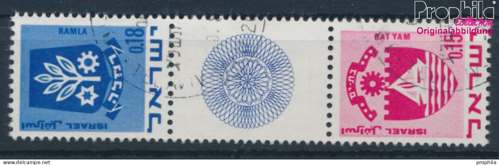 Israel 486/444 ZS Zwischenstegpaar Gestempelt 1971 Wappen (10252336 - Used Stamps (without Tabs)