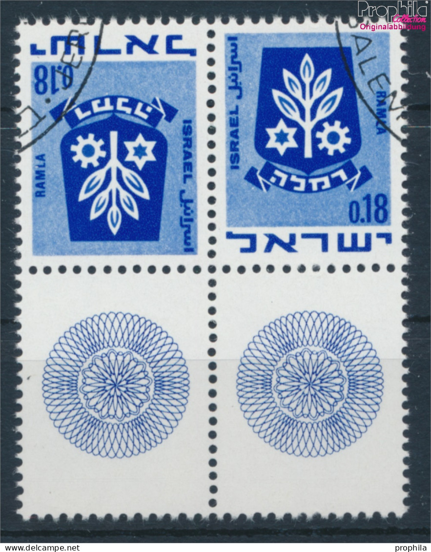 Israel 486/486 Waagerechtes Paar Kehrdruck Gestempelt 1971 Wappen (10252315 - Gebruikt (zonder Tabs)