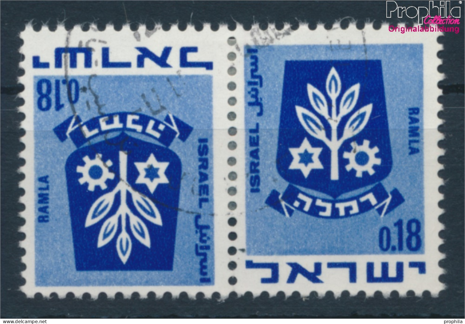 Israel 486/486 Waagerechtes Paar Kehrdruck Gestempelt 1971 Wappen (10252317 - Usados (sin Tab)