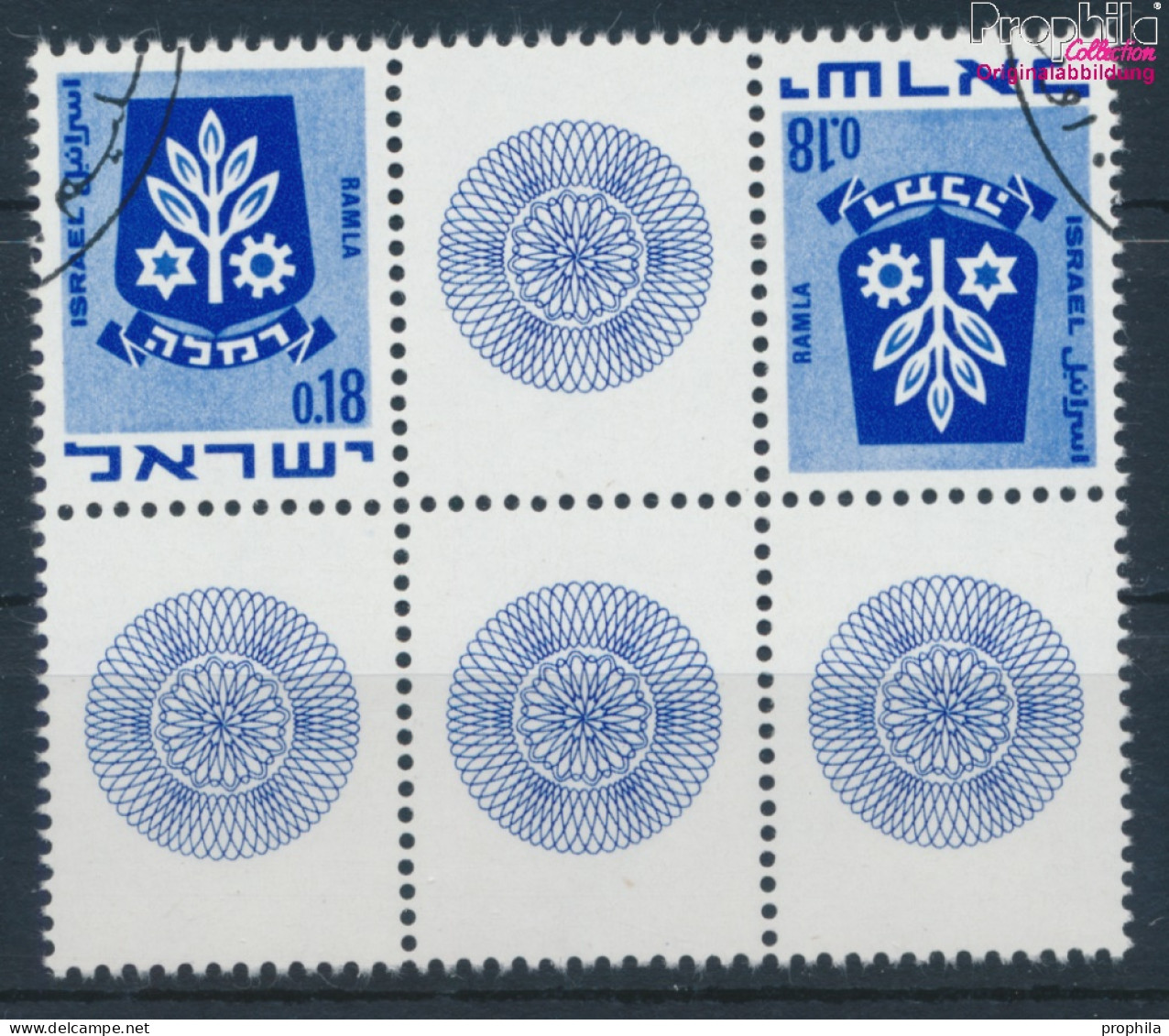Israel 486/486 ZW Zwischenstegpaar Kehrdruck Gestempelt 1971 Wappen (10252305 - Used Stamps (without Tabs)