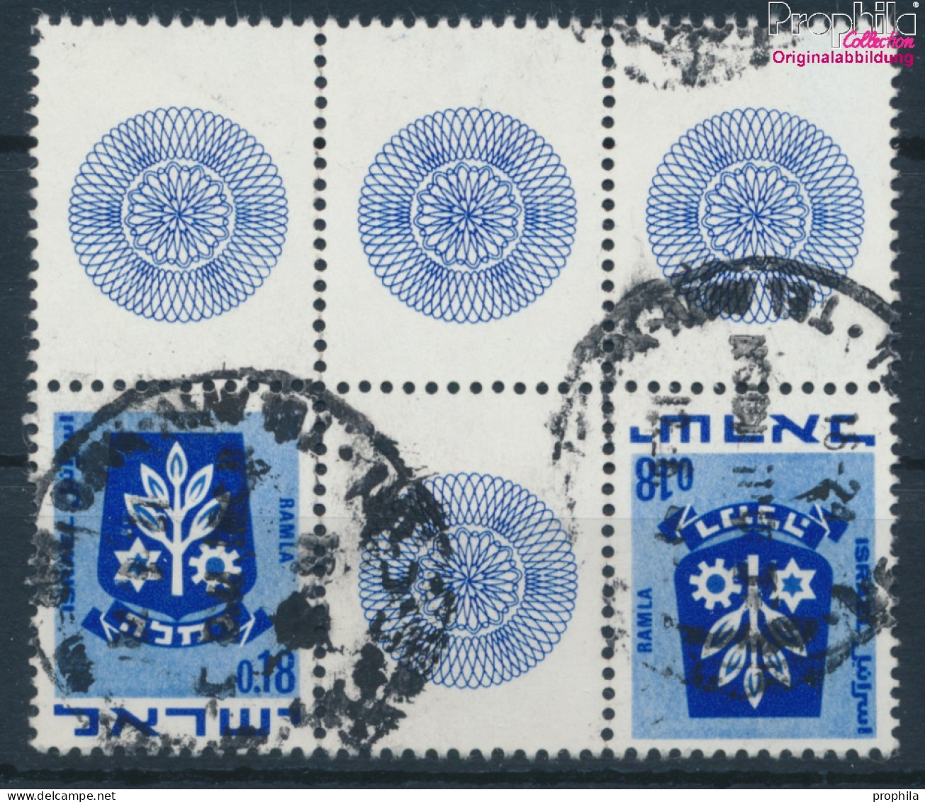 Israel 486/486 ZW Zwischenstegpaar Kehrdruck Gestempelt 1971 Wappen (10252311 - Used Stamps (without Tabs)