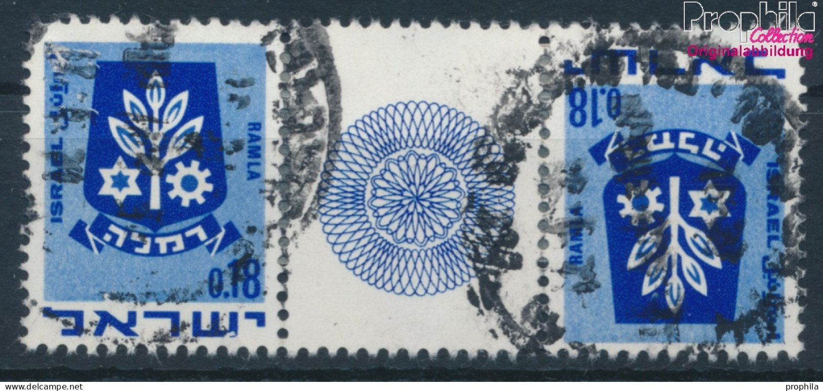 Israel 486/486 ZW Zwischenstegpaar Kehrdruck Gestempelt 1971 Wappen (10252312 - Used Stamps (without Tabs)