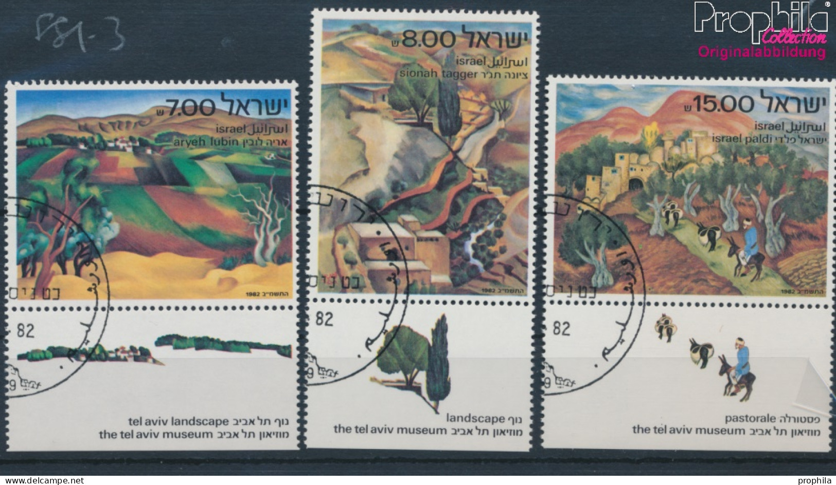Israel 881-883 Mit Tab (kompl.Ausg.) Gestempelt 1982 Landschaftsgemälde (10252113 - Oblitérés (avec Tabs)