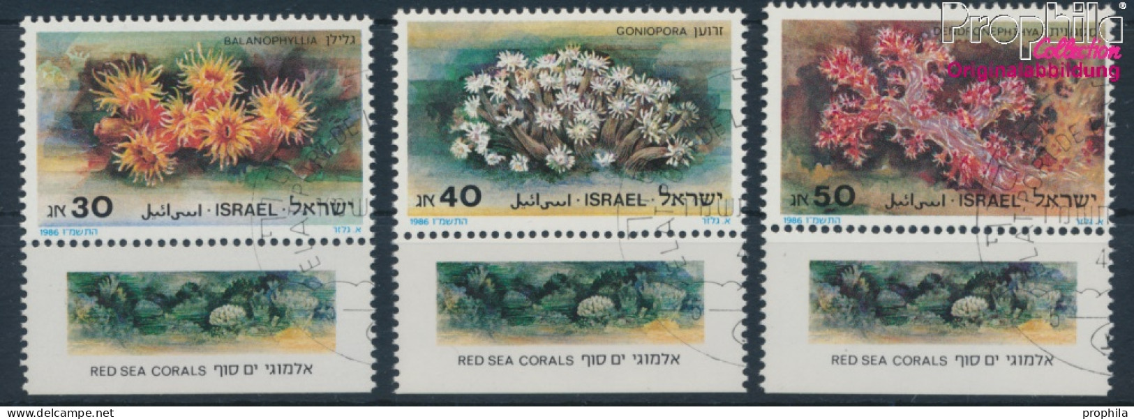 Israel 1027-1029 Mit Tab (kompl.Ausg.) Gestempelt 1986 Korallen (10252068 - Usados (con Tab)