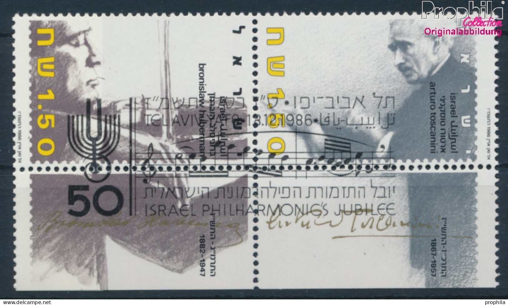 Israel 1048-1049 Mit Tab (kompl.Ausg.) Paar Gestempelt 1986 Philharmonisches Orchester (10252058 - Usati (con Tab)