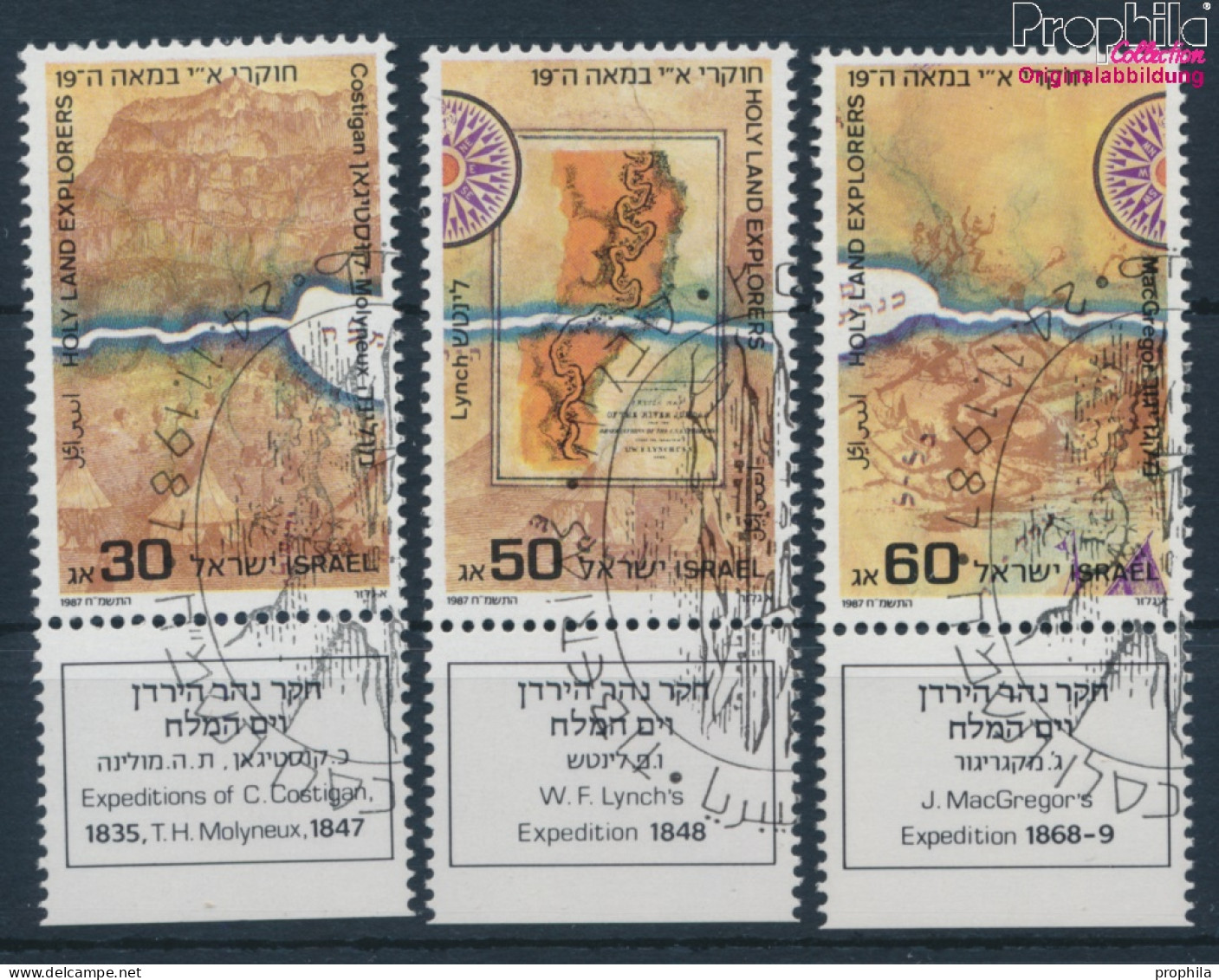 Israel 1074-1076 Mit Tab (kompl.Ausg.) Gestempelt 1987 Erforschung Des Heiligen Landes (10252046 - Oblitérés (avec Tabs)