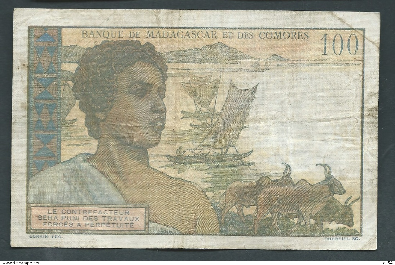 COMOROS - COMORES - 100 Francs Nd.(1960-1963) {sign. Martin & Gonon}  6 900 O.2992  Laura12115 - Comore