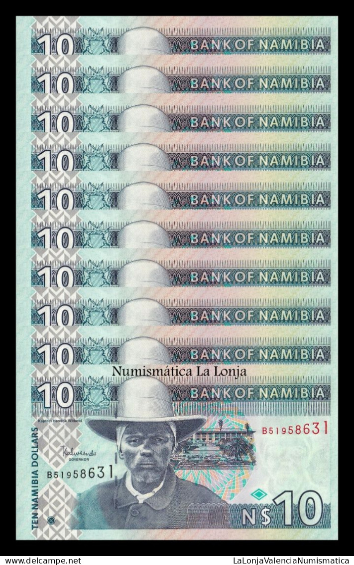 Namibia Lot 10 Banknotes 10 Dollars 2001 Pick 4c Sc Unc - Namibia