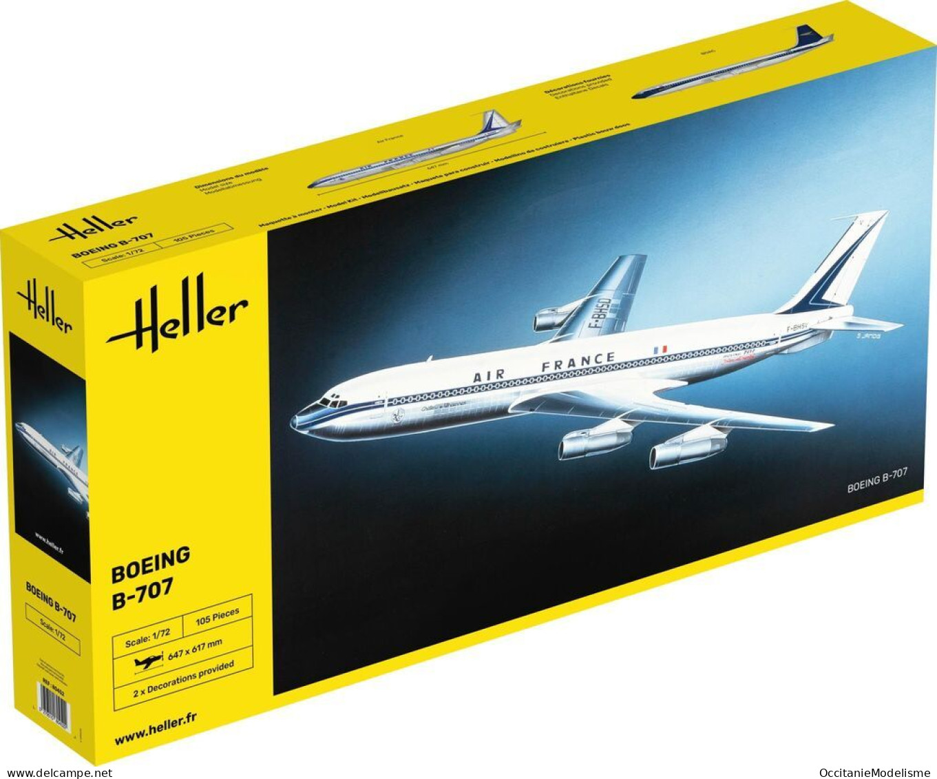 Heller - BOEING B-707 AIR FRANCE Maquette Kit Plastique Réf. 80452 NBO Neuf 1/72 - Vliegtuigen
