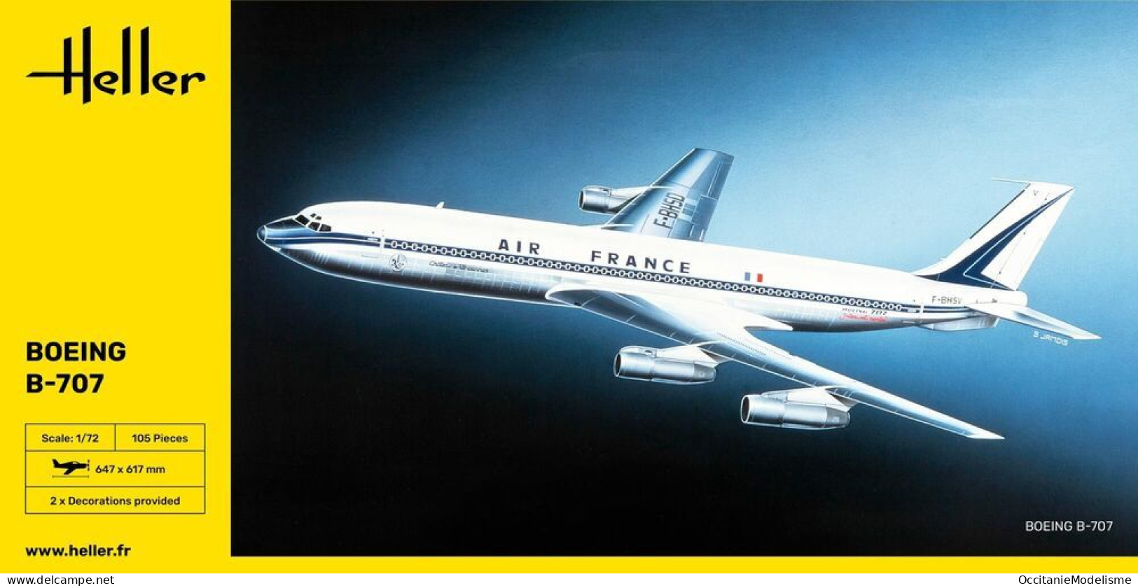 Heller - BOEING B-707 AIR FRANCE Maquette Kit Plastique Réf. 80452 NBO Neuf 1/72 - Vliegtuigen