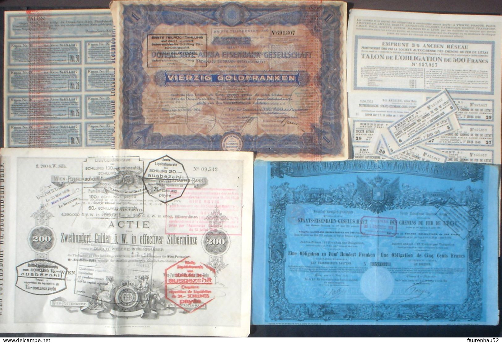 3 X Austria Bonds 1855 - 1931, Unentwertet + Kupons - Banque & Assurance