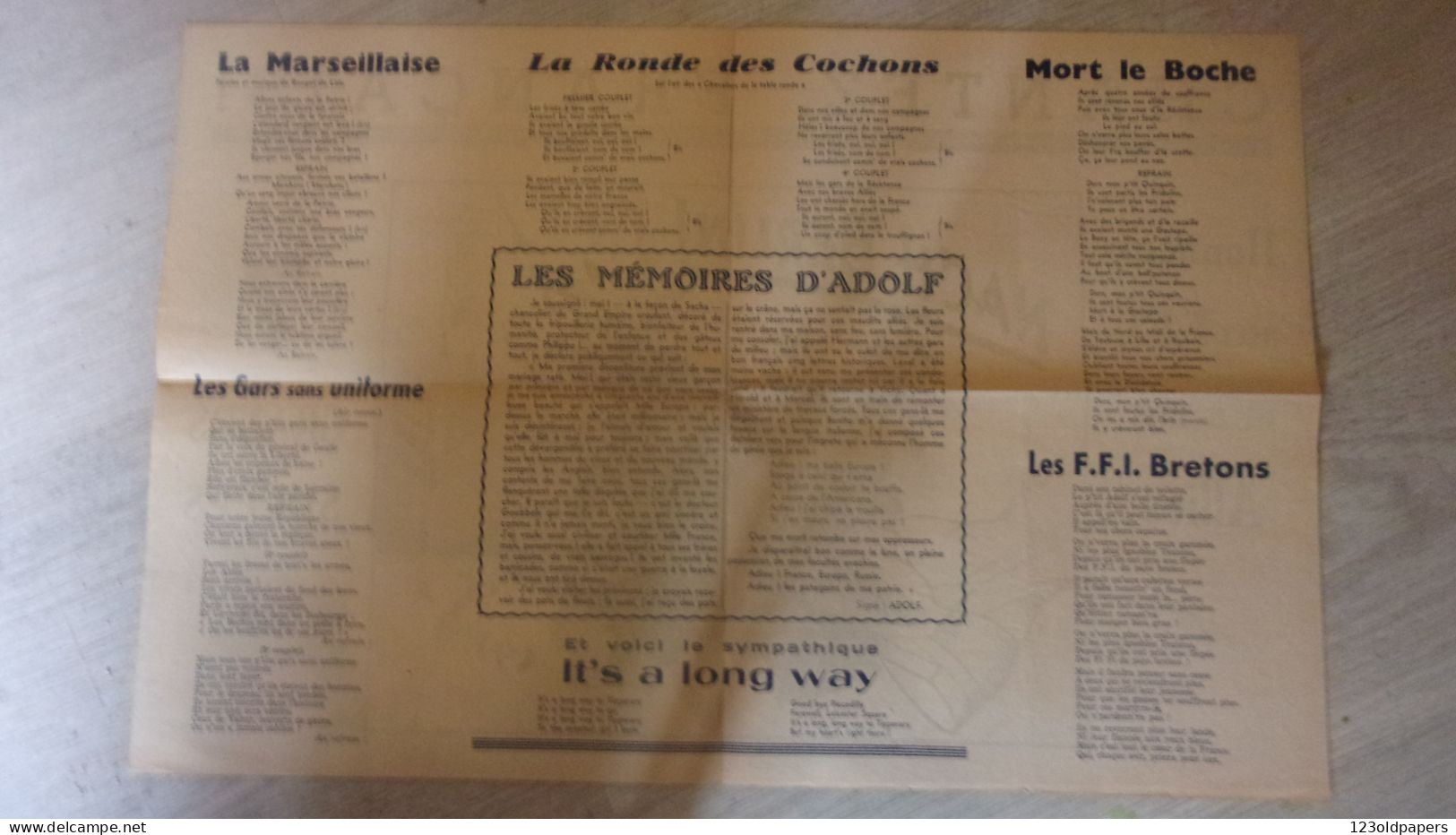 WWII CHANSONS GUERRE  CHANTER FRANCAIS NACH BERLIN HONNEUR FFI BRETONS MEMOIRES D ADOLF FRANSCIQUE MILICE FRANCAISE - 1939-45