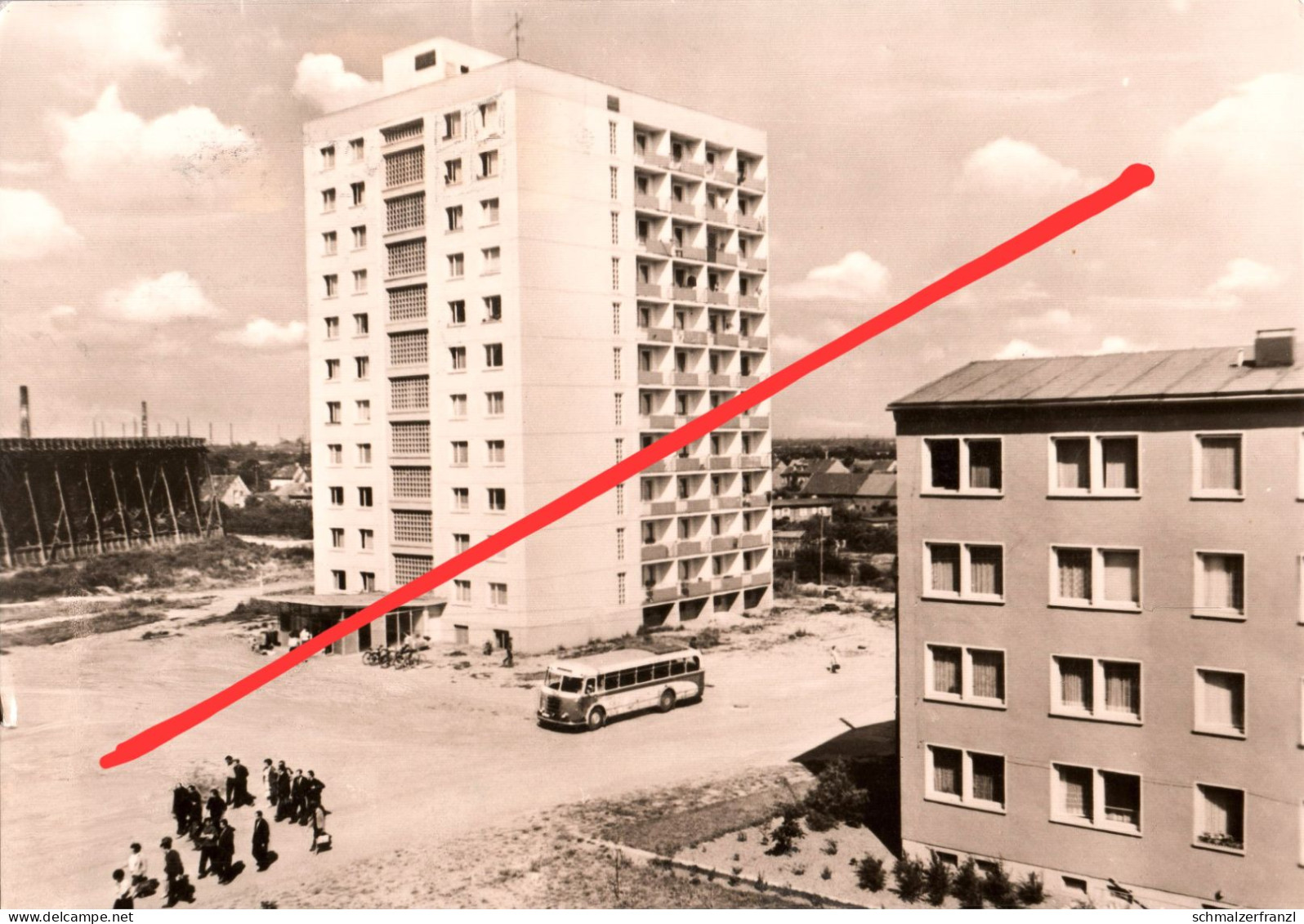 AK Bad Dürrenberg Hochhaus Nr 20 Neubaugebiet Breite Heinrich Heine Straße Soleweg Bus Leuna Merseburg Lützen Halle DDR - Merseburg