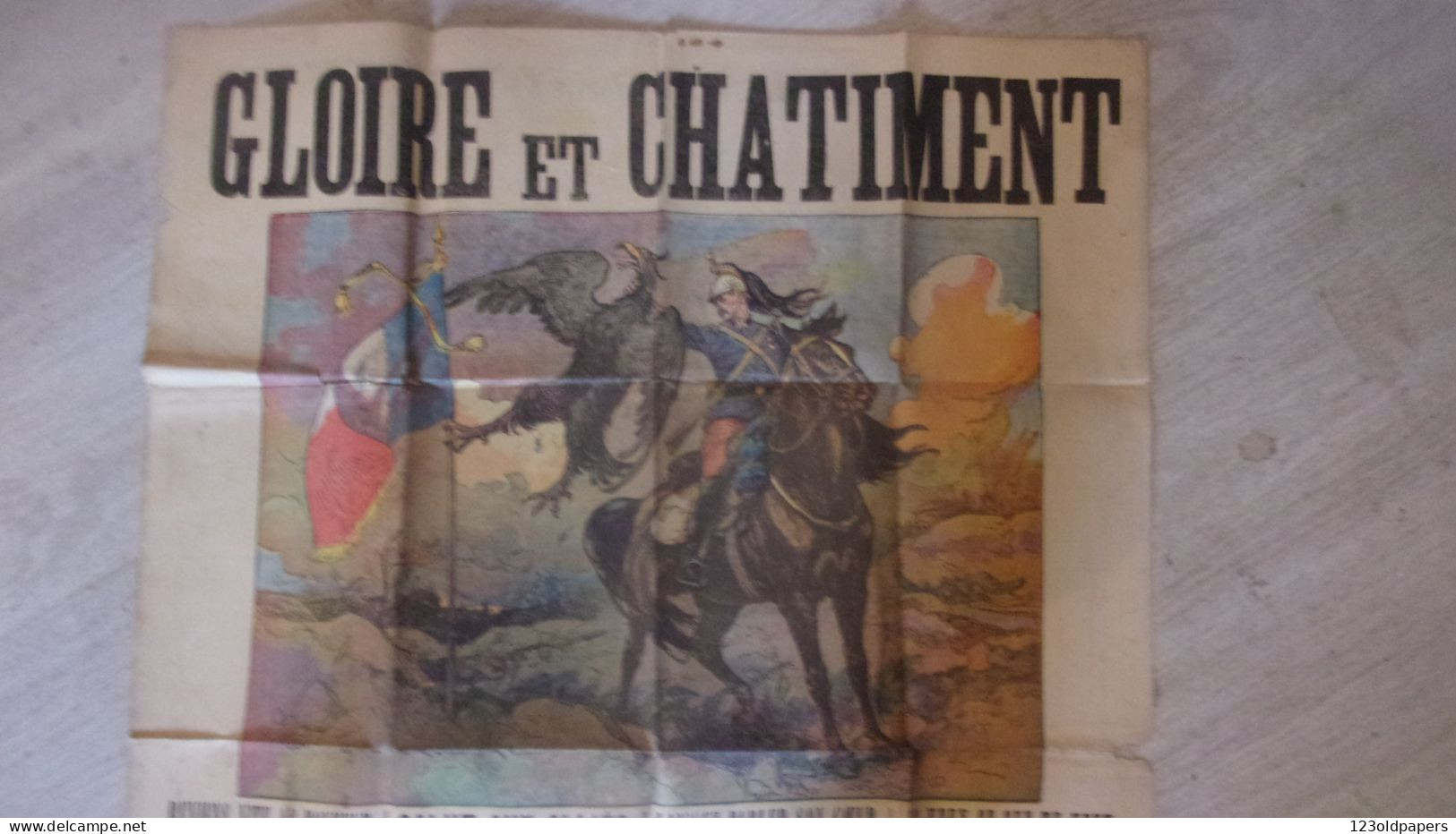 WWI CHANSONS GUERRE  38/50 CM GLOIRE ET CHATIMENT BILLY PARIS IDEAL ENCADREMENT - 1914-18