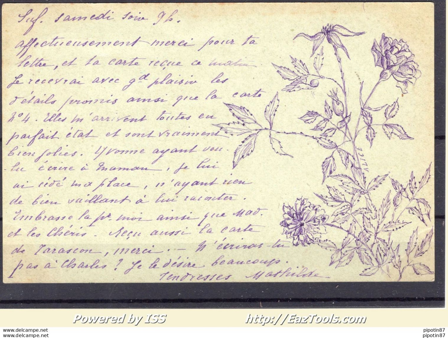 FRANCE CP RICHEMENT DECOREE A LA MAIN AVEC CACHET PERLÉ D'ENTRESSEN DU 11/10/1903 - Cartoline Postali E Su Commissione Privata TSC (ante 1995)