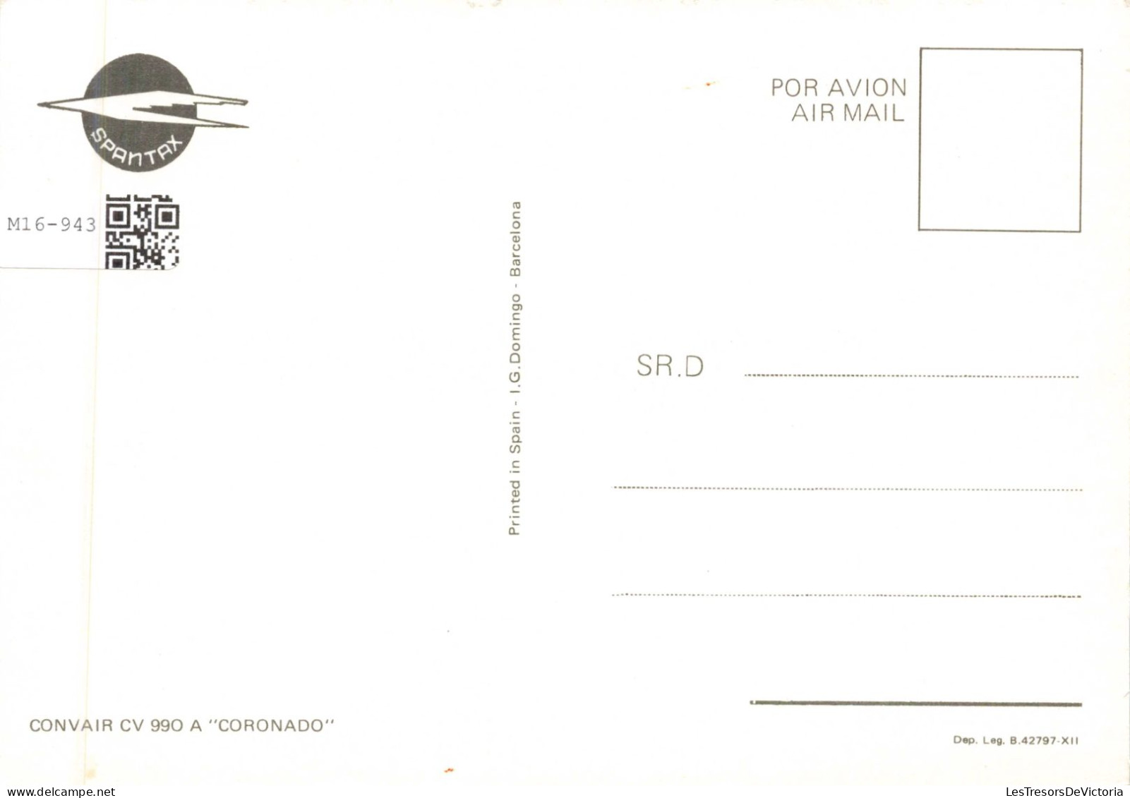 TRASNPORT -  Avions - Spantax - Carte Postale Ancienne - 1919-1938: Between Wars