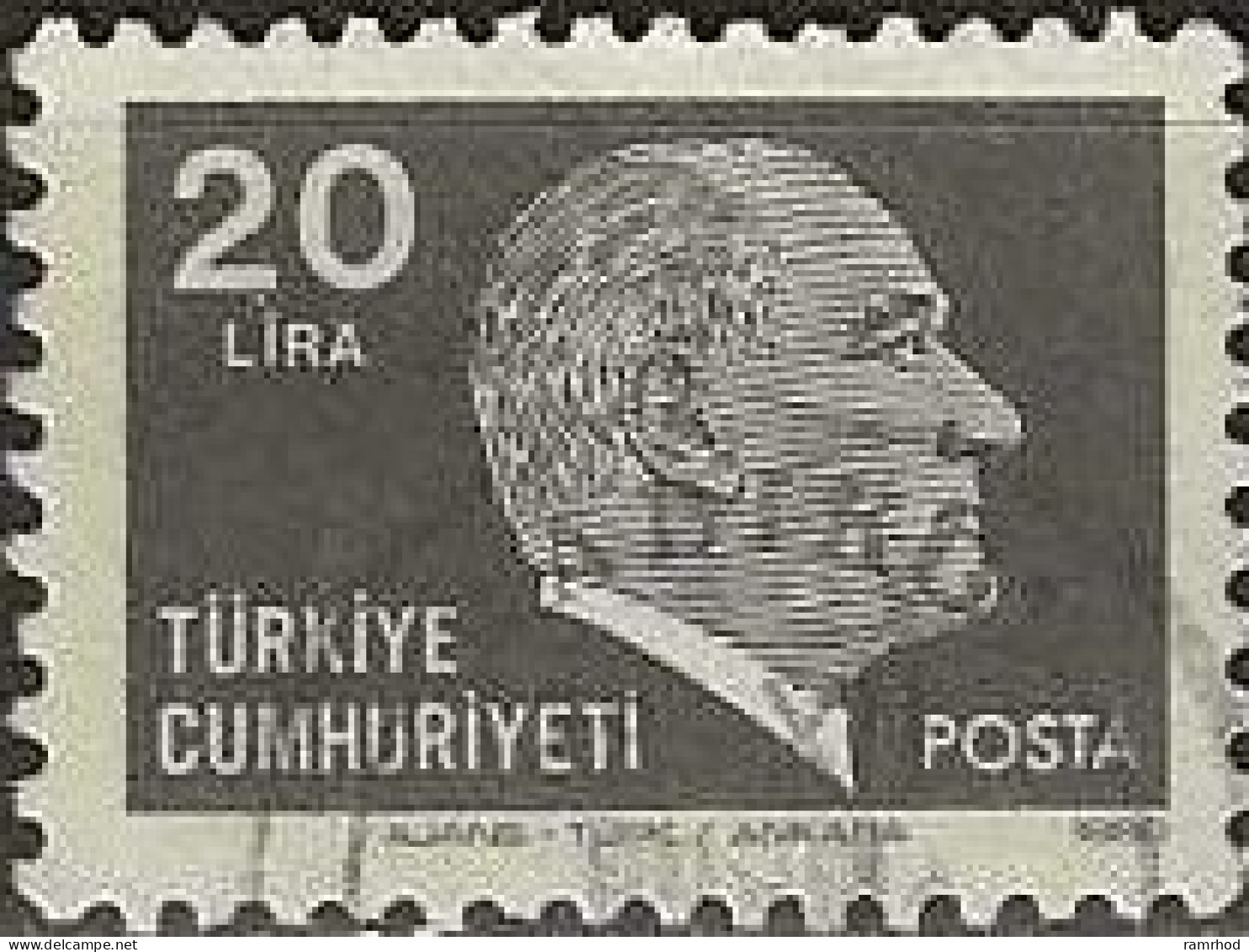 TURKEY 1979 Kemal Ataturk - 20l. - Grey FU - Oblitérés